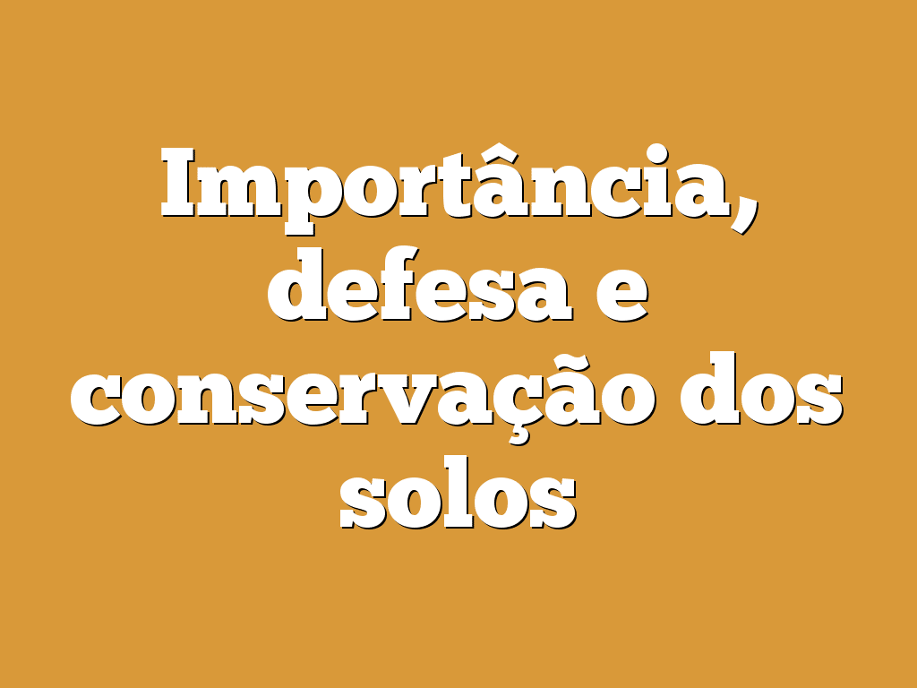 Importância, defesa e conservação dos solos