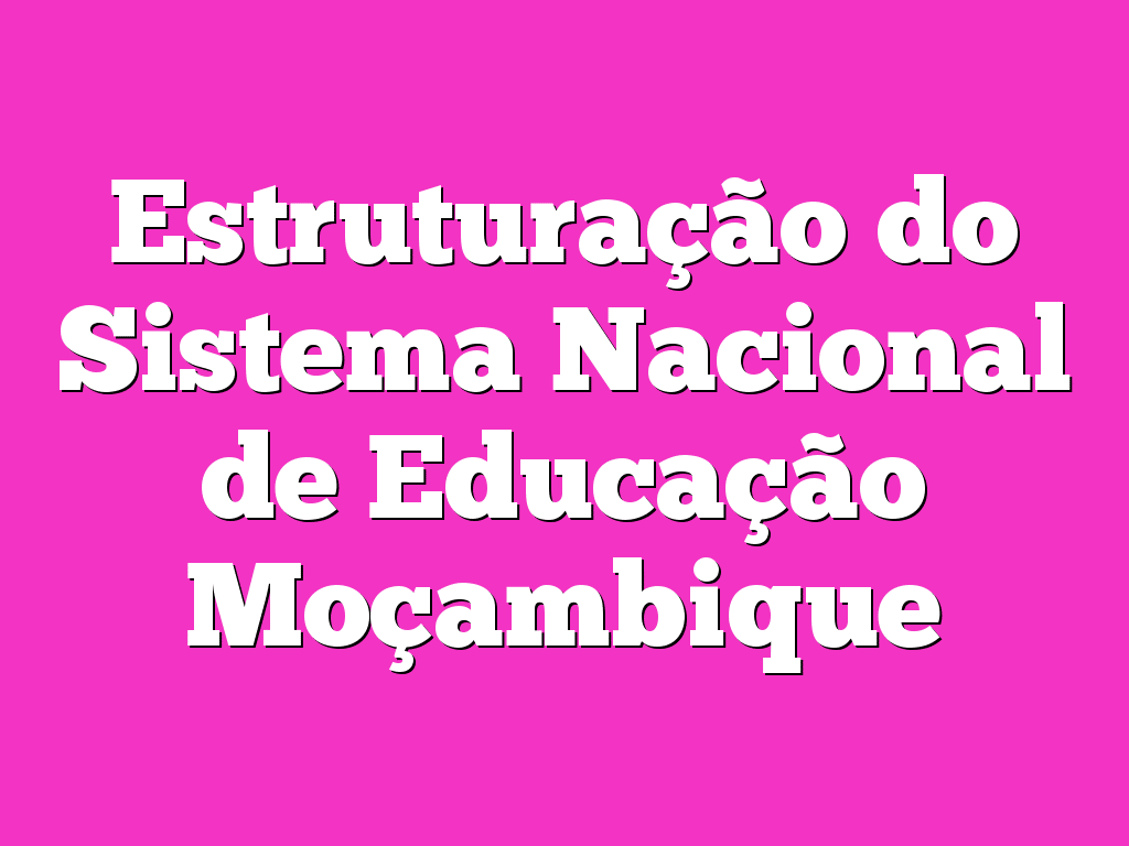 Estruturação do Sistema Nacional de Educação Moçambique