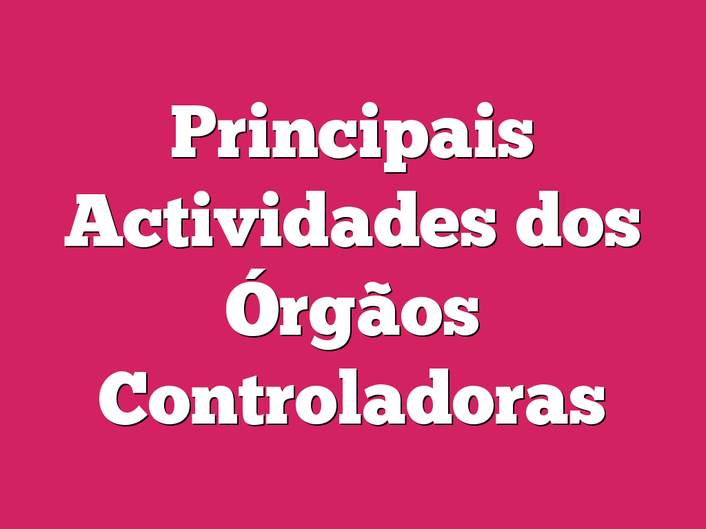 Principais Actividades dos Órgãos Controladoras