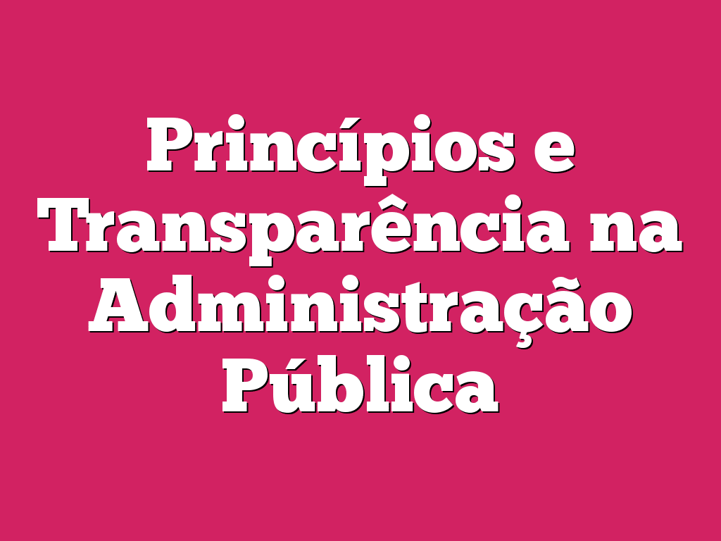 Princípios e Transparência na Administração Pública
