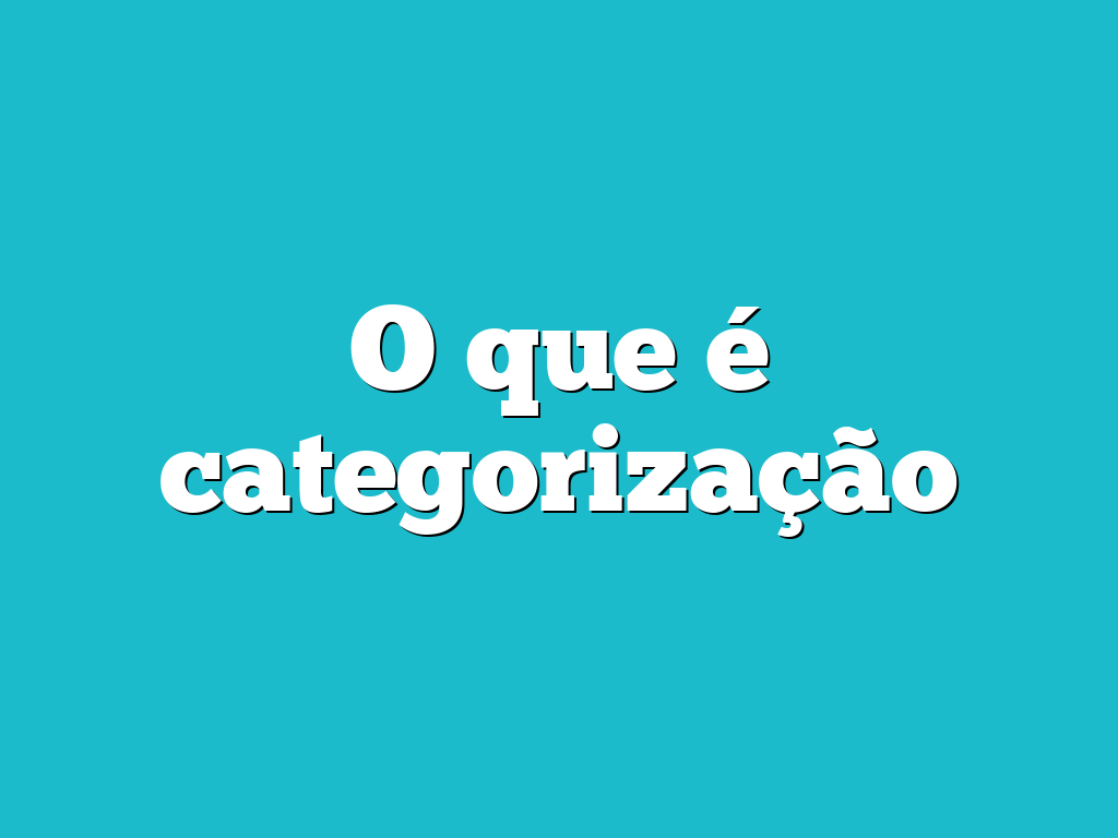 O que é categorização